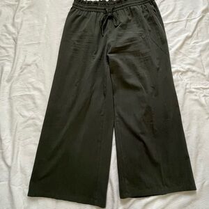 Green Wide Leg Pants with Elastic Waistband